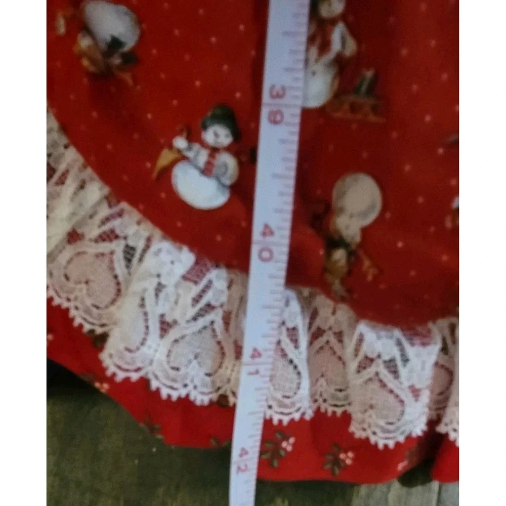 VTG Tree Skirt Christmas Snowman 